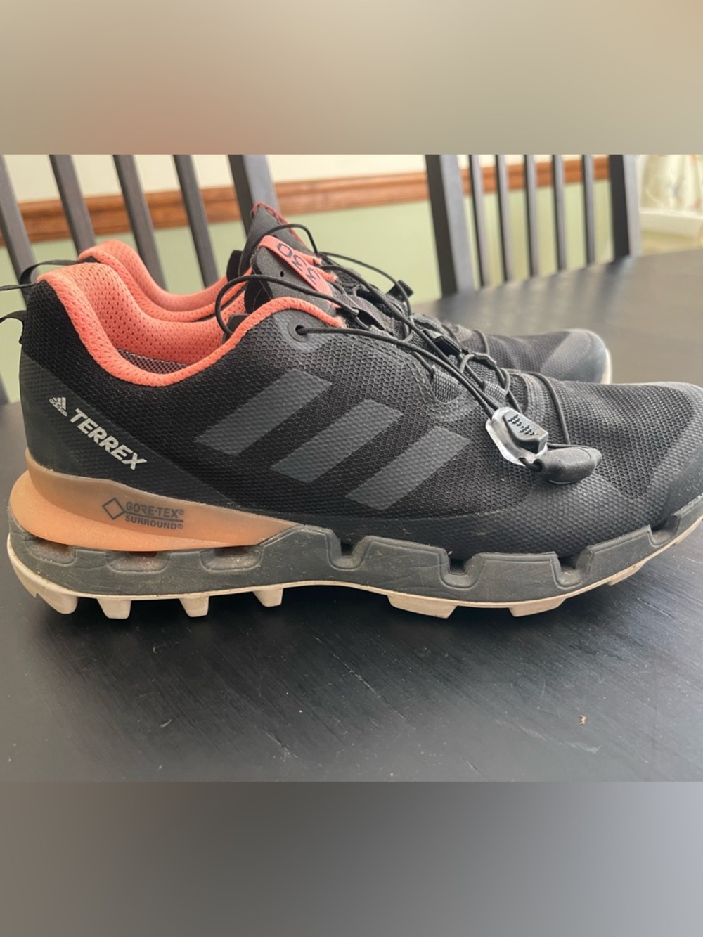 adidas GORE-TEX Black Trail Shoes with Coral Accents